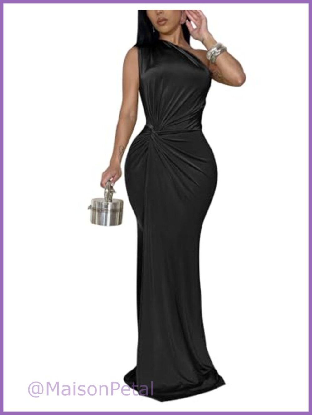 One Shoulder Sleeveless Twist Waist Long Dress Bodycon Maxi Party Club